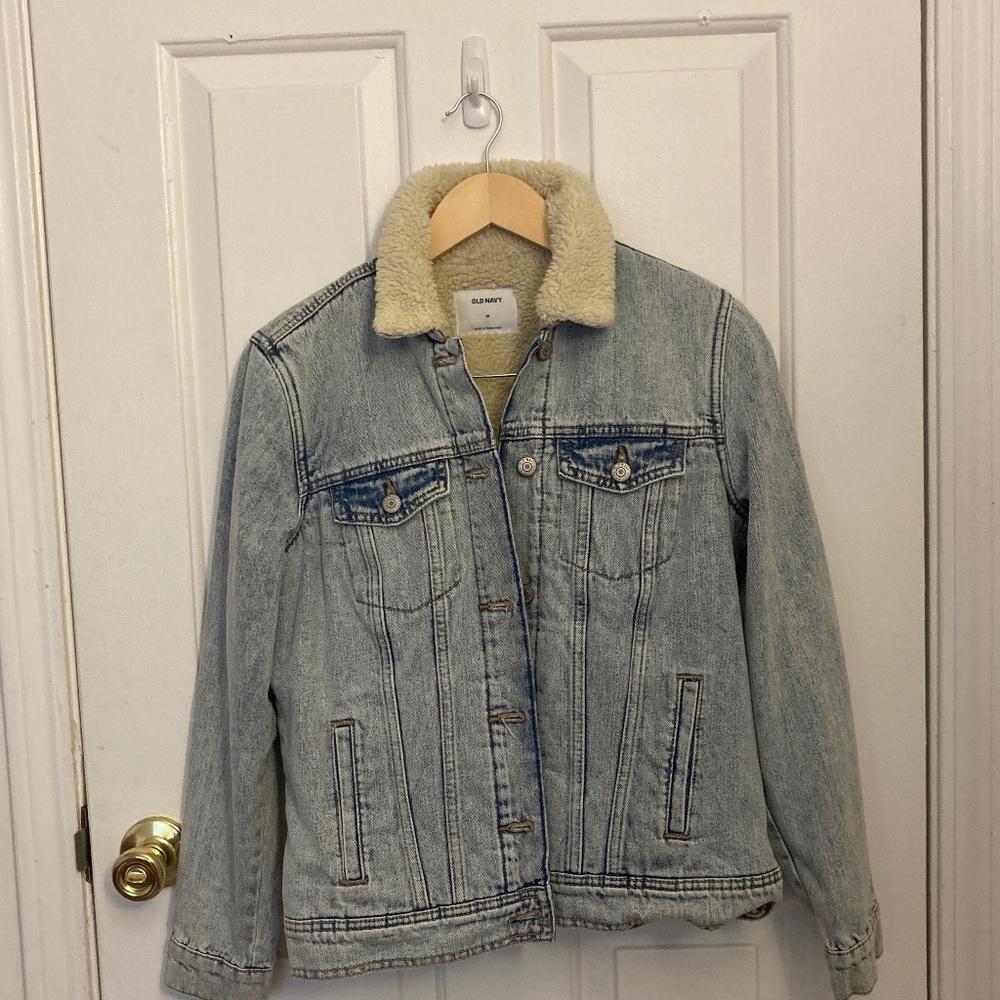 Unisex kids Thrifted Faux Fur lined Old Navy Jean jacket